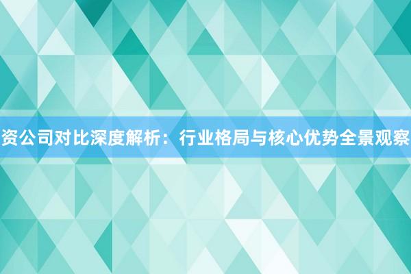 资公司对比深度解析：行业格局与核心优势全景观察