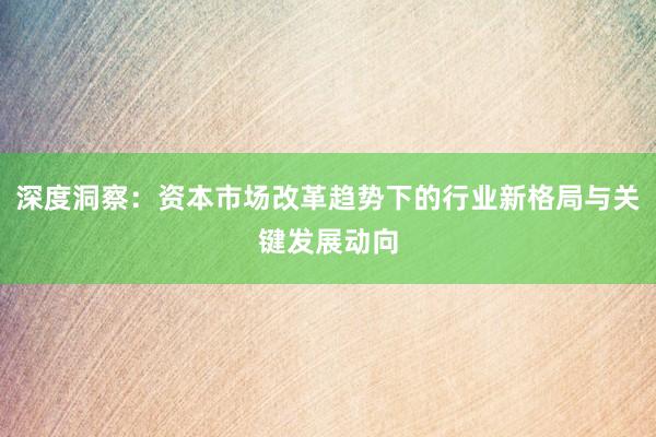 深度洞察：资本市场改革趋势下的行业新格局与关键发展动向