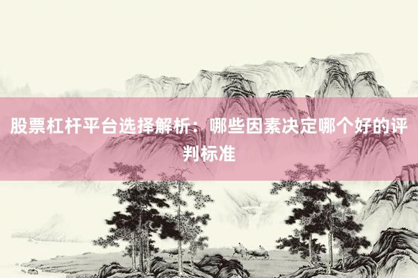 股票杠杆平台选择解析：哪些因素决定哪个好的评判标准